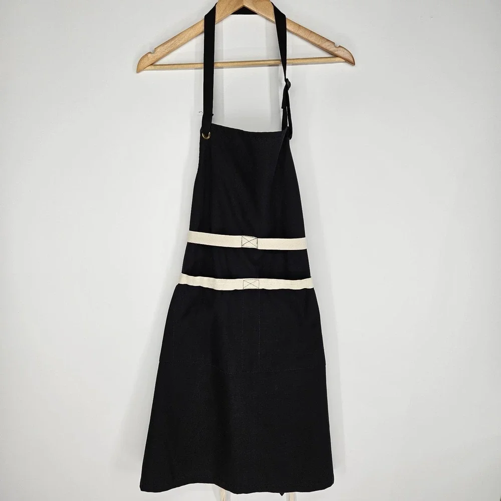 Le Creuset Chef's Apron Black Canvas Adult Cooking Kitchen Excellent Condition